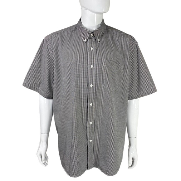 Cutter & Buck Men’s Black & White Gingham Pocket Short Sleeve Shirt - Picture 1 of 7